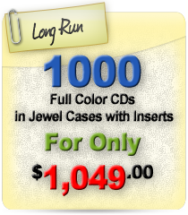 1000 Full Color CDs in Jewel Cases with Inserts for only $1049